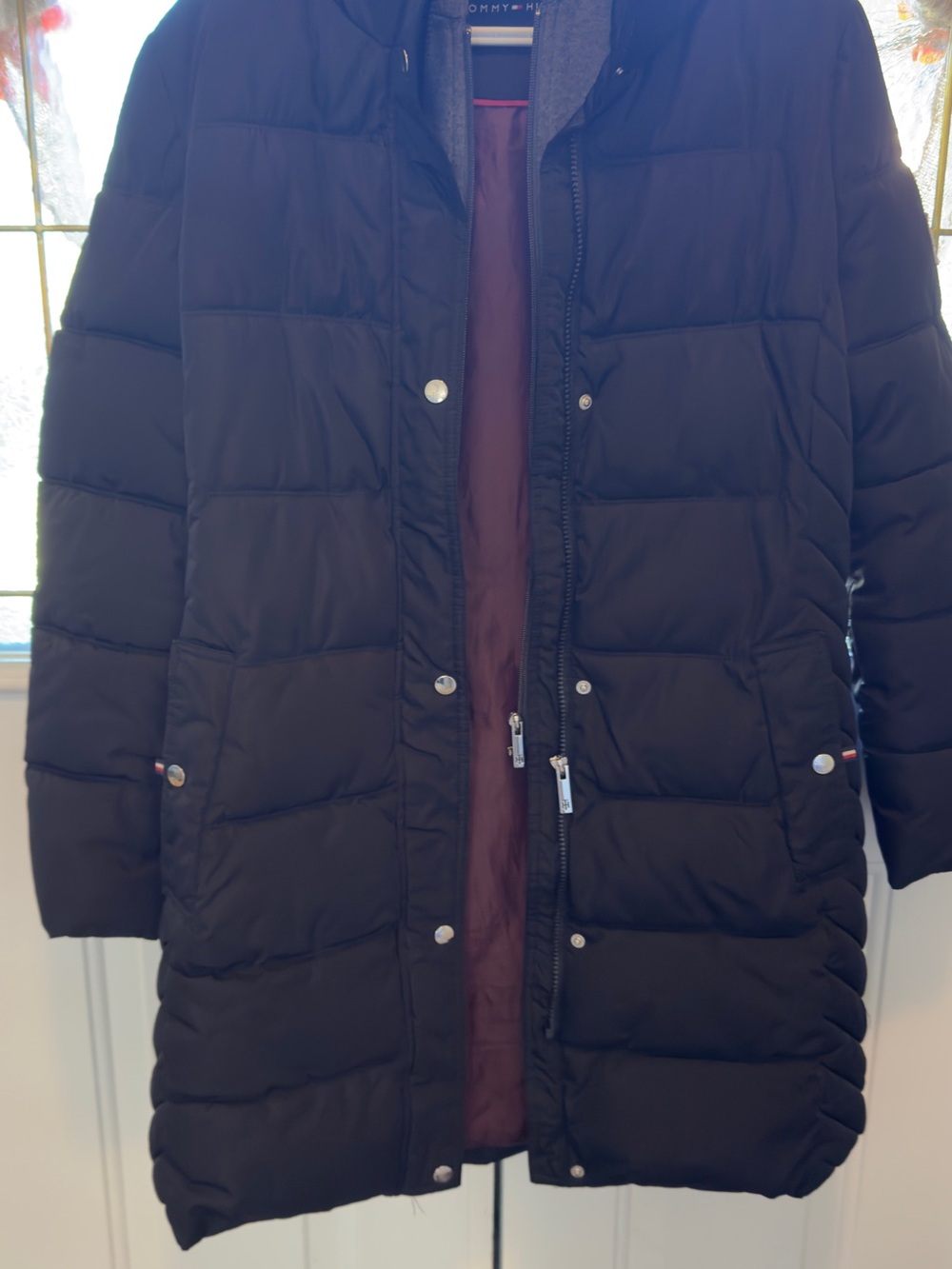 Tommy Hilfiger Black Long Quilted Puffer Coat